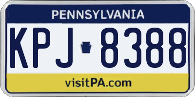 PA license plate KPJ8388
