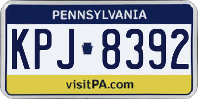 PA license plate KPJ8392