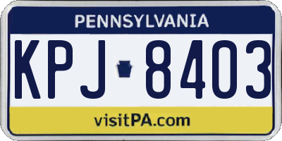 PA license plate KPJ8403