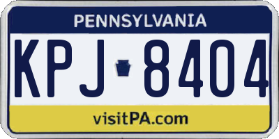 PA license plate KPJ8404