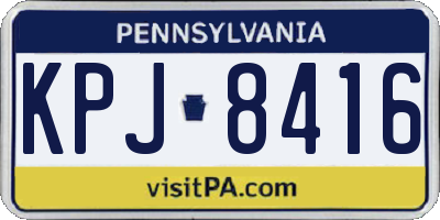 PA license plate KPJ8416
