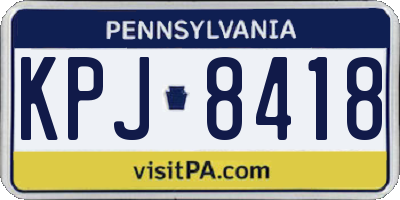 PA license plate KPJ8418