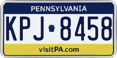 PA license plate KPJ8458