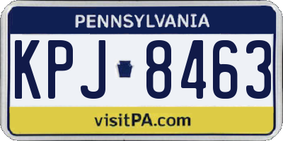 PA license plate KPJ8463