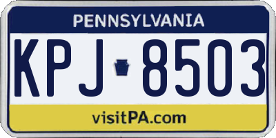 PA license plate KPJ8503