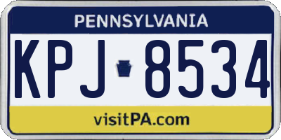 PA license plate KPJ8534