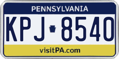 PA license plate KPJ8540