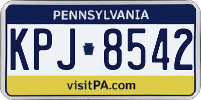 PA license plate KPJ8542