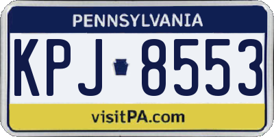 PA license plate KPJ8553