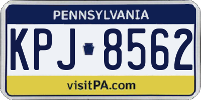 PA license plate KPJ8562