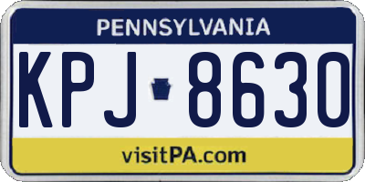 PA license plate KPJ8630