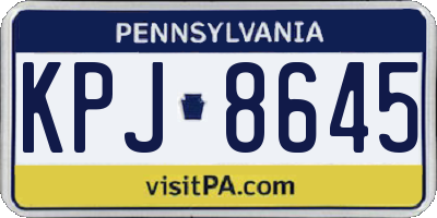 PA license plate KPJ8645