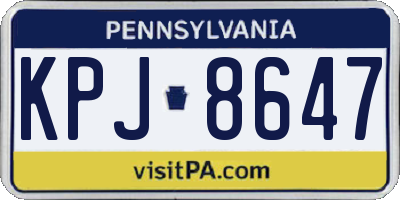 PA license plate KPJ8647