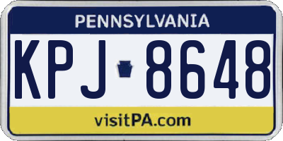 PA license plate KPJ8648