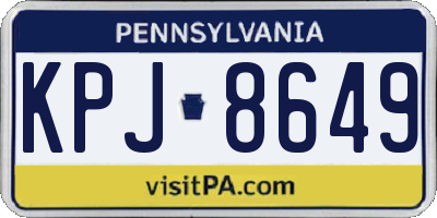 PA license plate KPJ8649
