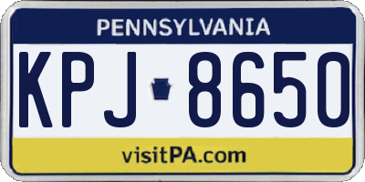 PA license plate KPJ8650