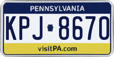 PA license plate KPJ8670