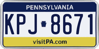 PA license plate KPJ8671