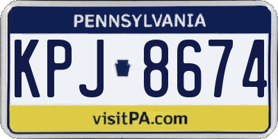 PA license plate KPJ8674
