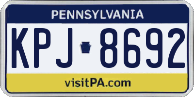 PA license plate KPJ8692