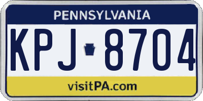 PA license plate KPJ8704