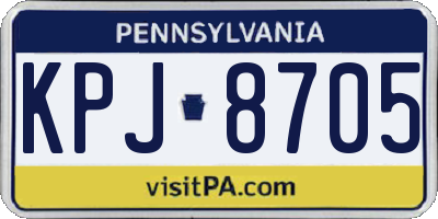 PA license plate KPJ8705