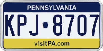 PA license plate KPJ8707