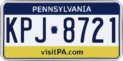 PA license plate KPJ8721