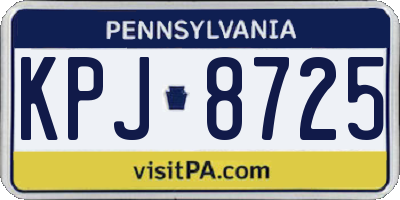 PA license plate KPJ8725