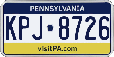 PA license plate KPJ8726