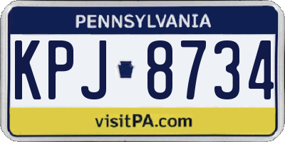 PA license plate KPJ8734