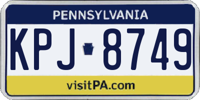 PA license plate KPJ8749
