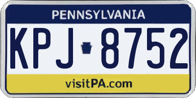 PA license plate KPJ8752