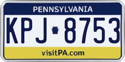 PA license plate KPJ8753