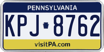 PA license plate KPJ8762
