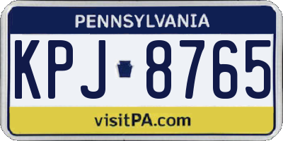 PA license plate KPJ8765