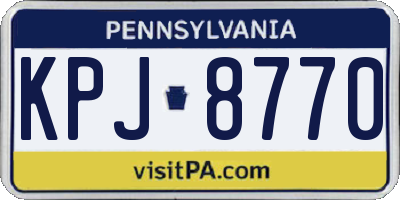 PA license plate KPJ8770