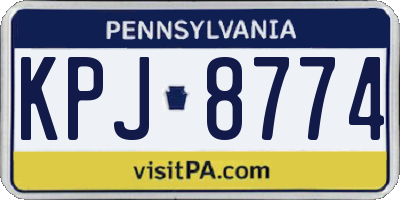 PA license plate KPJ8774