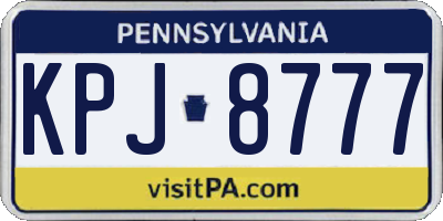 PA license plate KPJ8777