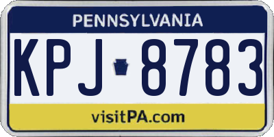 PA license plate KPJ8783