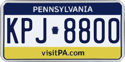 PA license plate KPJ8800
