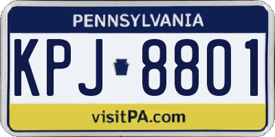 PA license plate KPJ8801