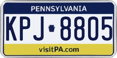 PA license plate KPJ8805