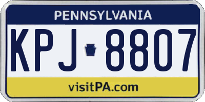 PA license plate KPJ8807