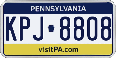 PA license plate KPJ8808