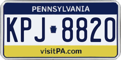 PA license plate KPJ8820