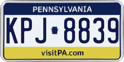 PA license plate KPJ8839