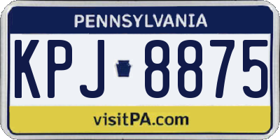 PA license plate KPJ8875