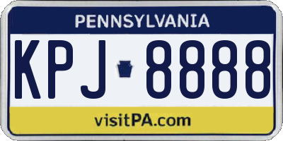 PA license plate KPJ8888