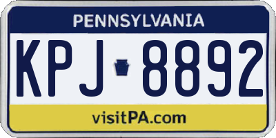 PA license plate KPJ8892